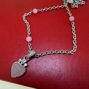 Judith Ripka Sterling Pink Jade Heart Enhancer w/chain